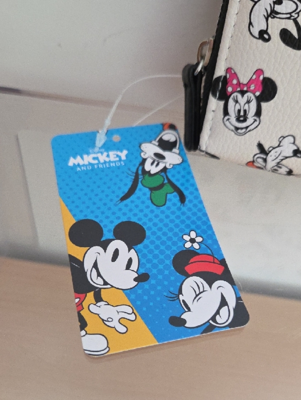 Disney Mickey & Co. Beige Zip-Around Cartoon Face Wallet with Colorful Bows - Picture 2 of 6